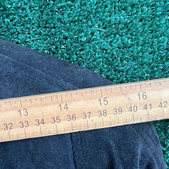 Vintage Women's Suede Leather Jacket Black Large Lined Cropped Western SMOKE 80s - Picture 8 of 11